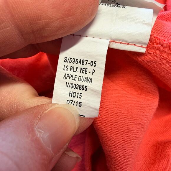 Old Navy Womens T Shirt Top Relaxed Long Sleeve Pullover V Neck Coral Pink Small - Picture 9 of 9